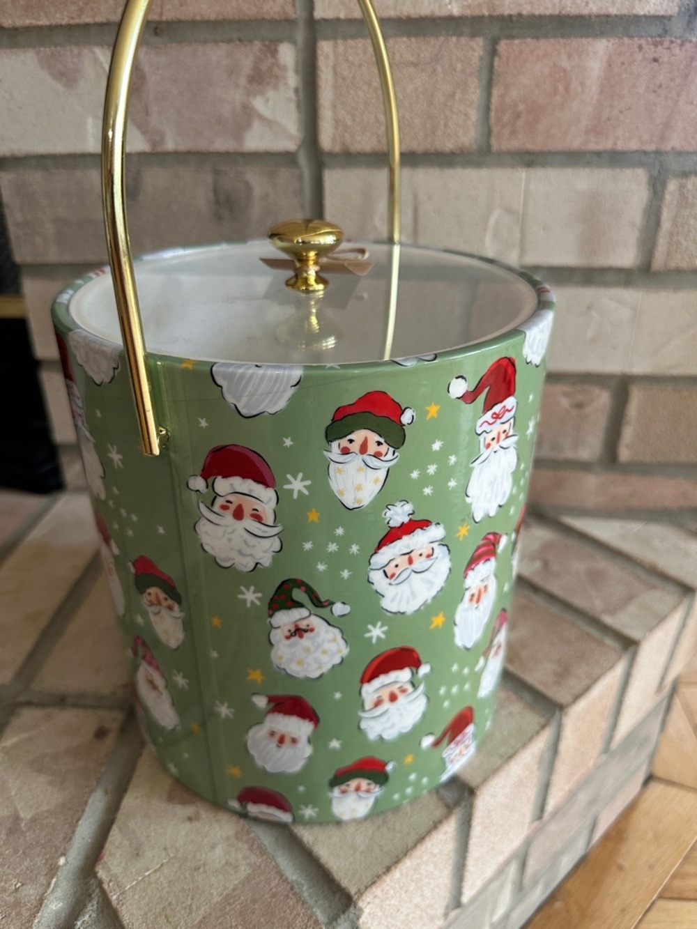 Mud Pie Holiday Santa ice bucket with Gold Handle - Green - Picture 5 of 5